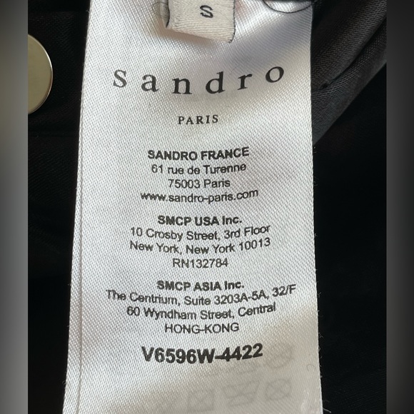 Sandro Black Bomber Jacket Varsity Size Small Wool/ Cashmere - Picture 7 of 10